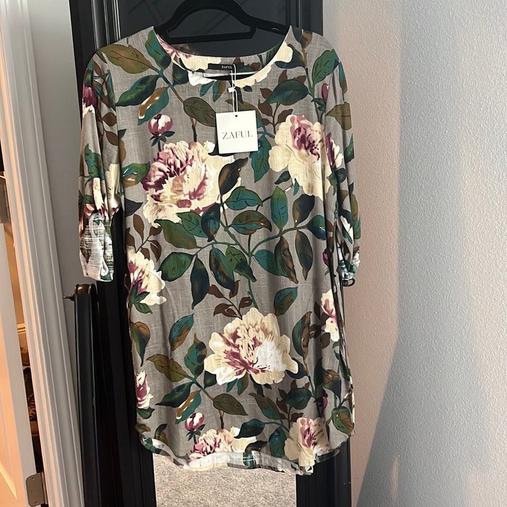 Grey Floral mini dress